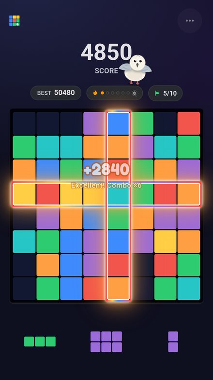 Clear a row and a column together for a big combo
